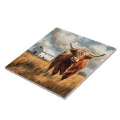 Highland Cow White Barn Rustic Fliese (Seite)