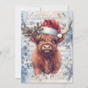 Highland Cow Winter Christmas Watercolor Feiertagskarte