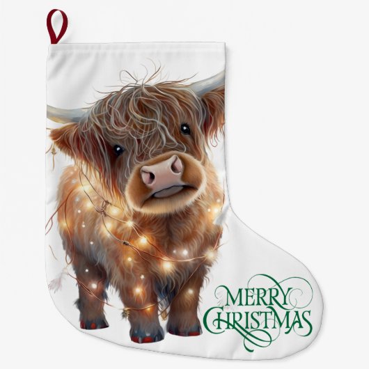 highland cow xmas Christmas Stocking Großer Weihnachtsstrumpf (Vorderseite)