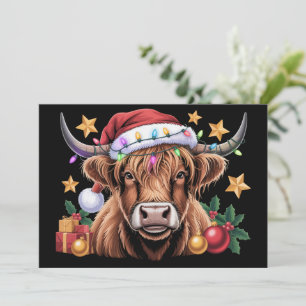 Highland Cow Xmas Heifers Farm Bauer Animal Lover Feiertagskarte