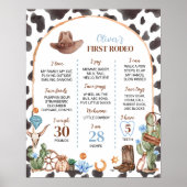 Highland Cowboy First Birthday Milestone Sign Poster (Vorne)
