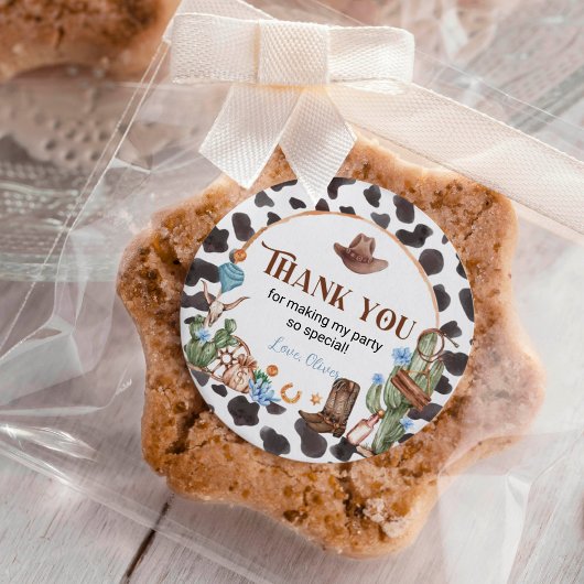 Highland Cowboy Labels Geburtstagskleber Runder Aufkleber