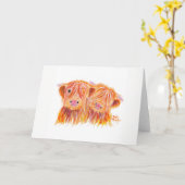 Highland Cows 'Buddies' von Shirley MacArthur Karte (Gelbe Blume)