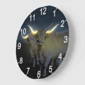 Highland Cows Glowing In The Dark, Large Wallclock Große Wanduhr (Winkel)