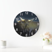 Highland Cows Glowing In The Dark, Large Wallclock Große Wanduhr (Zuhause)