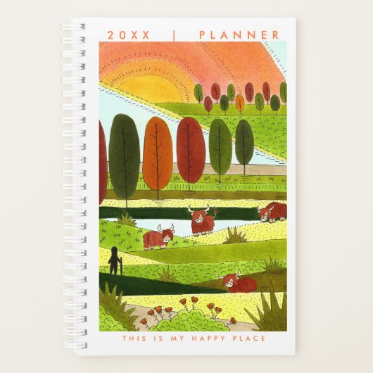 Highland Cows Happy Place Planner Planer (Vorderseite)