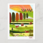Highland Cows Hello Postcard Postkarte (Vorderseite)
