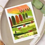 Highland Cows Hello Postcard Postkarte<br><div class="desc">Dieses niedliche Highland Cows Hello Postcard Design besticht durch originale Kunst der Herbstbäume,  sanfte Hügel und bezaubernde Flusshäuser! Anpassen,  um Ihre eigenen Gruß auf die Vorderseite oder verlass es als "hallo". Fügen Sie Ihren Namen für eine persönliche Signatur hinzu (oder verlass sie einfach leer,  wenn Sie möchten)!</div>