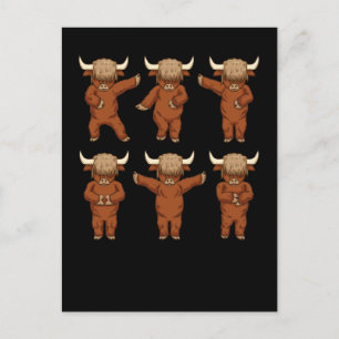 Highland Cows Lover Women Dancing Scottish Highlan Postkarte