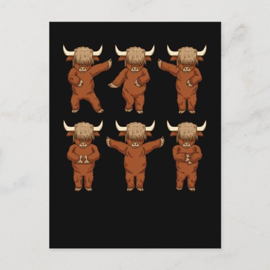 Highland Cows Lover Women Dancing Scottish Highlan Postkarte (Vorderseite)