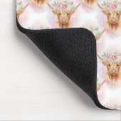 Highland Cows Pink Florals Watercolor Trendy Mousepad (Ecke)