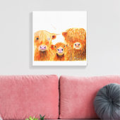 Highland Cows 'We 3 Coos' Box Canvas Print Leinwanddruck (Insitu (Wohnzimmer))