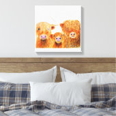 Highland Cows 'We 3 Coos' Box Canvas Print Leinwanddruck (Insitu (Schlafzimmer))