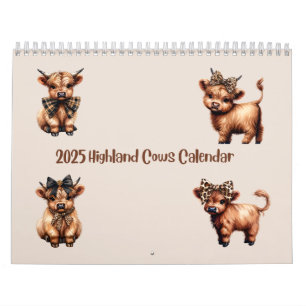 Highland Cows with Bows 2025 Calendar Kalender