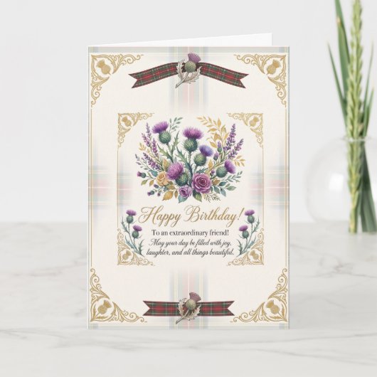 Highland Distel Geburtstag Karte (Vorderseite)