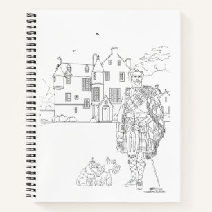 Highland Gent mit Scottie-Hunden Spiralblock Notizblock