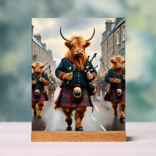 Highland-Harmonie: Dudelsack-Hochlandkuh-Band  Acrylschild