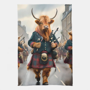Highland-Harmonie: Dudelsack-Hochlandkuh-Band  Geschirrtuch