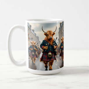 Highland-Harmonie: Dudelsack-Hochlandkuh-Band Kaffeetasse