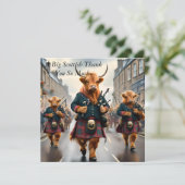 Highland Harmony: Bagpipe Highland Cow Band Dankeskarte (Stehend Vorderseite)