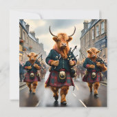 Highland Harmony: Bagpipe Highland Cow Band Dankeskarte (Rückseite)