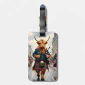 Highland Harmony: Bagpipe Highland Cow Band Gepäckanhänger (Rückseite vertikal)
