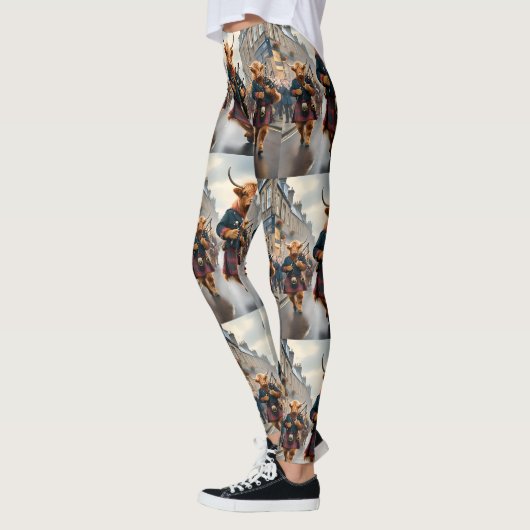 Highland Harmony: Bagpipe Highland Cow Band Leggings (Links)