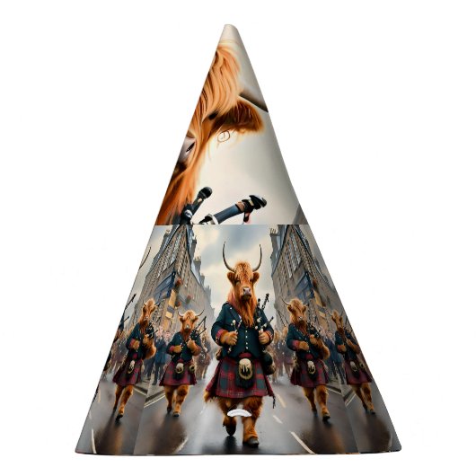 Highland Harmony: Bagpipe Highland Cow Band Partyhütchen (Rechts)