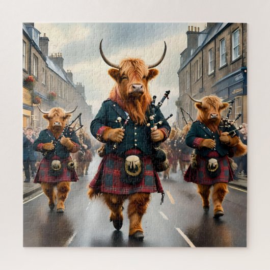 Highland Harmony: Bagpipe Highland Cow Band Puzzle (Vertikal)