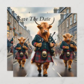 Highland Harmony: Bagpipe Highland Cow Band Save The Date (Vorne/Hinten)