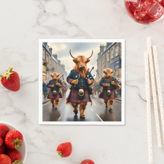Highland Harmony: Bagpipe Highland Cow Band Serviette (Beispiel)