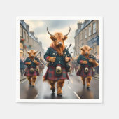 Highland Harmony: Bagpipe Highland Cow Band Serviette (Vorderseite)