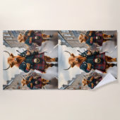 Highland Harmony: Bagpipe Highland Cow Band Strandtuch (Vorderseite)