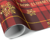 Highland Hearth Tartan Gold Snowflake Personalisie Geschenkpapier (Rolleneckpunkt)