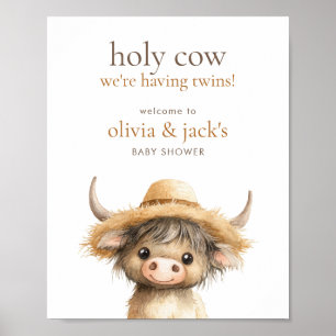Highland Heilige Kuh Willkommen in Twins Baby Dusc Poster