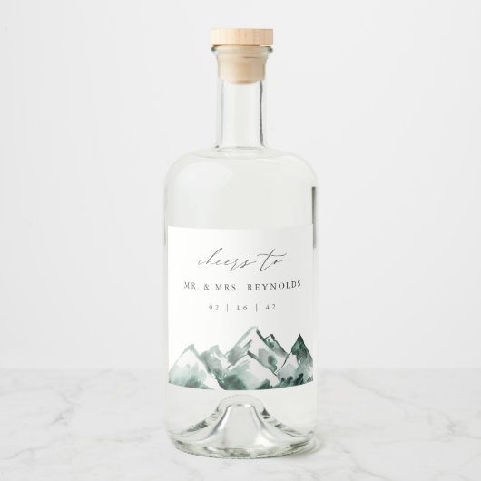 Highland | Hochzeit der Wasserfarben Alkoholflaschenetikett (Vorderseite)