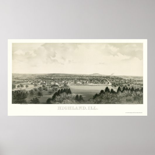 Highland, IL Panoramic Karte - 1894 Poster (Vorne)