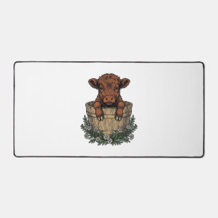 Highland-Kalb-Shirt Vintage-Daisy-Eimer-Kunst Schreibtischunterlage