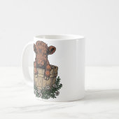 Highland-Kälberhemd Vintage-Daisy-Eimer-Kunst Kaffeetasse (Vorderseite Links)