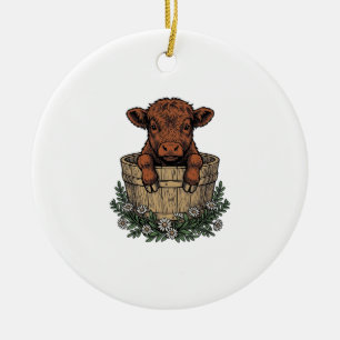 Highland-Kälberhemd Vintage-Daisy-Eimer-Kunst Keramik Ornament