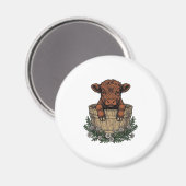 Highland-Kälberhemd Vintage-Daisy-Eimer-Kunst Magnet (Vorderseite/Rückseite)
