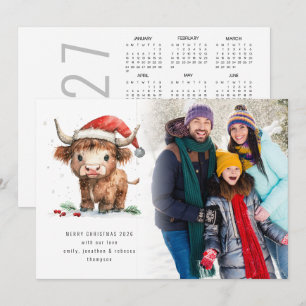Highland-Kuh 2027 Kalender Foto Frohe Weihnachten