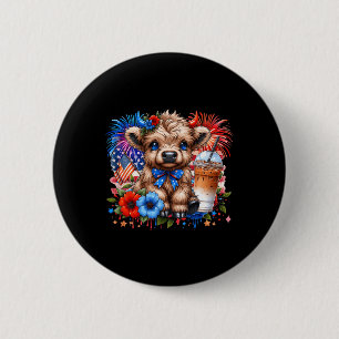 Highland Kuh 4. Juli floral USA Patriotische Kuh Button
