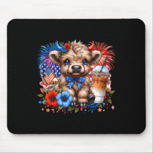 Highland Kuh 4. Juli floral USA Patriotische Kuh Mousepad