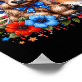 Highland Kuh 4. Juli floral USA Patriotische Kuh Poster (Ecke)