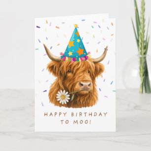 Highland-Kuh Alles Gute zum Geburtstag für Moo Nie Karte