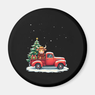 Highland-Kuh auf LKW Bauernhof Landwirt Weihnachte Magnet