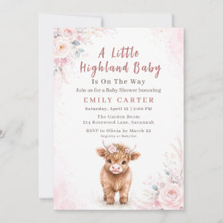 Highland-Kuh-Baby-Mädchen-Baby-Party Einladung
