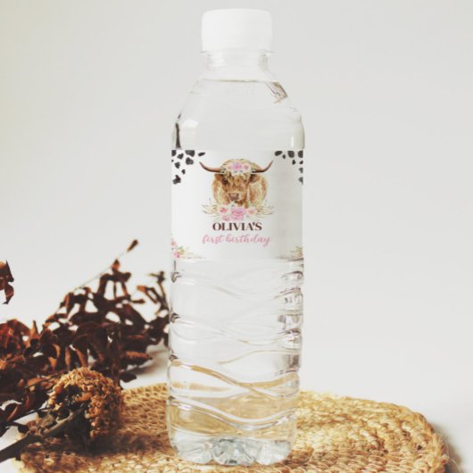 Highland Kuh Birthday Party Water Flasche Label Wasserflaschenetikett