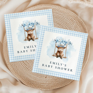 Highland-Kuh Blue Boy Baby Shower Serviette